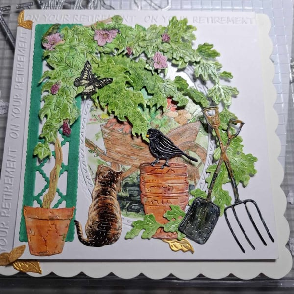 Original Hand Painted Collage & Decoupage Card For All Occasions Free P&P