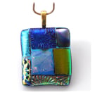 Luxury Fused Dichroic Glass Pendant P011 Gold plated chain