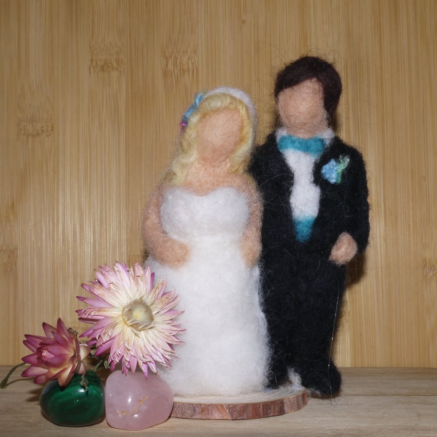 Handmade Needle Felted Wedding Couple Figure