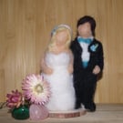 Handmade Needle Felted Wedding Couple Figure