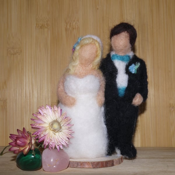 Handmade Needle Felted Wedding Couple Figure