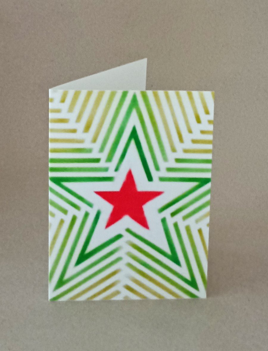 Starburst handmade star Christmas card blank inside