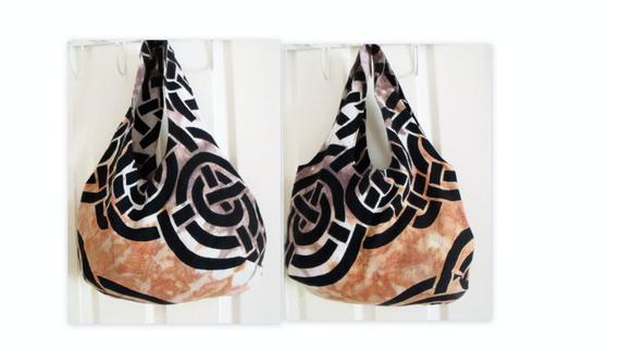 celtic cotton reversible lightweight boho shoulder bag, orange, black