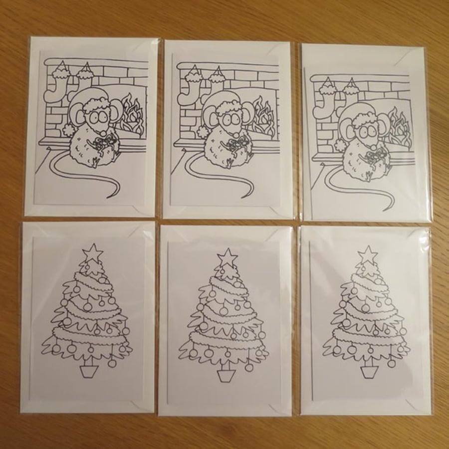 Colour-me-in Mouse & Tree Cards