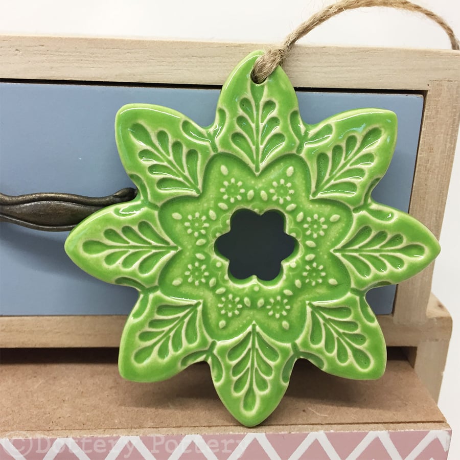 Ceramic flower hanging decoration Pottery Flower Folk art garden decoration 