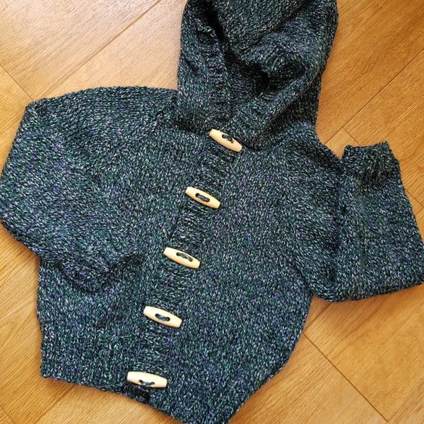 Child's Hand Knitted Hooded Cardigan 20"