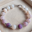 Crackle agate beaded bracelet, gift for her, bracelet with adjustable chain