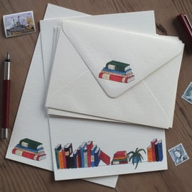 Illustrated letter paper and envelopes with original books design
