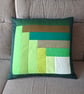 Green patchwork cushion cover - Image 3
