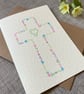 Hand-drawn floral cross card, blank inside, baptism, christening, Easter - Image 3