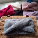 Grey Fleece Cosy Twist Snood   Neckwarmer