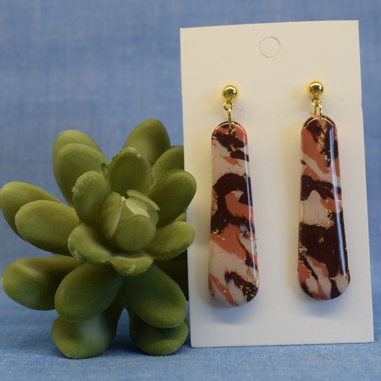 Long Marbled Drop Earrings
