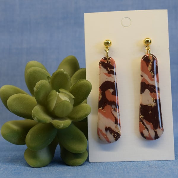 Long Marbled Drop Earrings