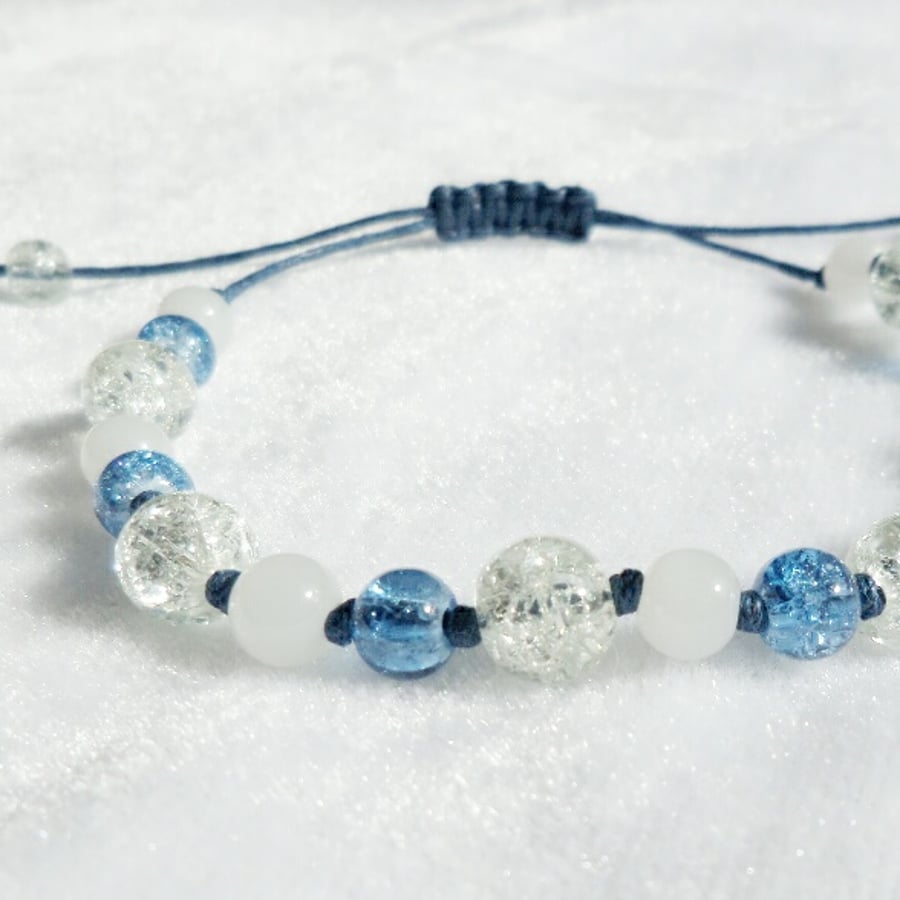 Blue & White Macrame Style Bracelet