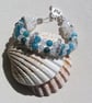 Teal Apatite & Clear Quartz Gemstone Crystal Beaded Bracelet - Image 2