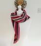Crochet Scarf, Pink & Grey Neck Warmer, Wool Blend Triangle Shawl Wrap