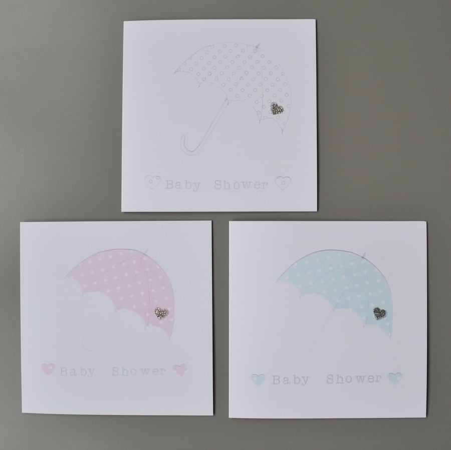 Baby Shower Card with Pink Umbrella  - Girl Baby Shower Card