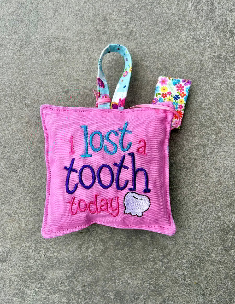 Pink Tooth Cushion with mini Tooth Purse