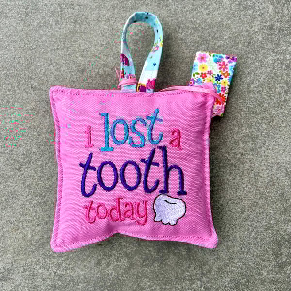 Pink Tooth Cushion with mini Tooth Purse
