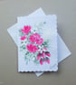 hand painted roses floral blank greetings card ( ref FA 128 J1 )