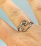 Silver Twist Ring with Moss Aquamarine Gemstone March Birthstone Adjustable - Image 10