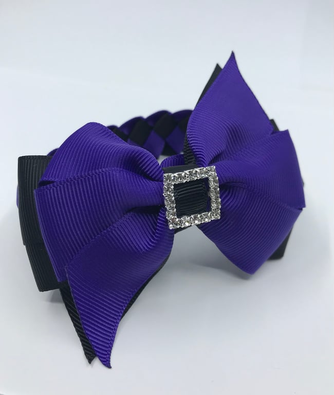 School Black and Purple pleated bun wrap