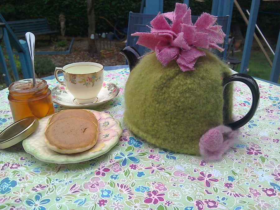 Felted wool tea cosy