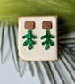 Walnut and Forest Green Matisse Inspired Earrings - Image 8