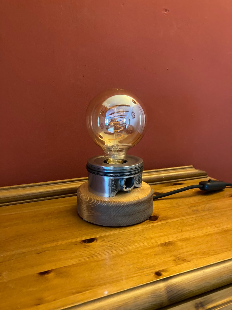 Piston Table Lamp, Decorative Upcycled Polished Engine Part