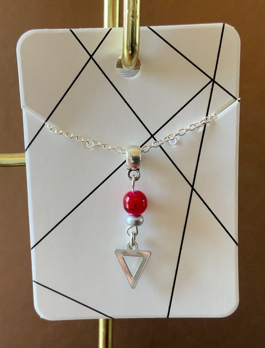 Stainless Steel Triangle Charm Necklace.