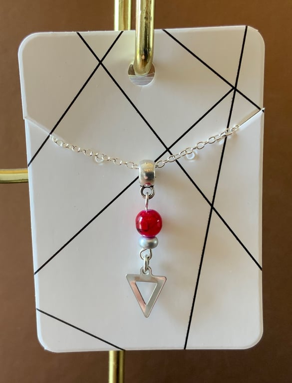Stainless Steel Triangle Charm Necklace.