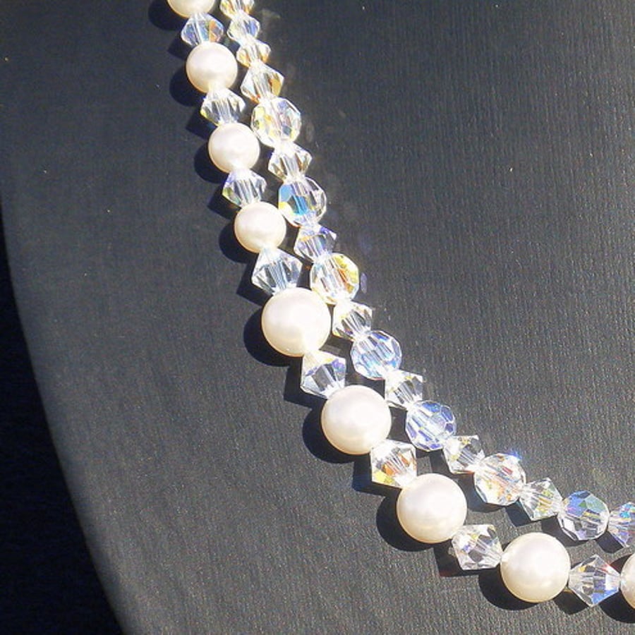 Swarovski crystal and pearl necklace