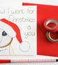 Funny handmade owl Christmas card, Owl I want for Christmas is you, Xmas card - Image 2