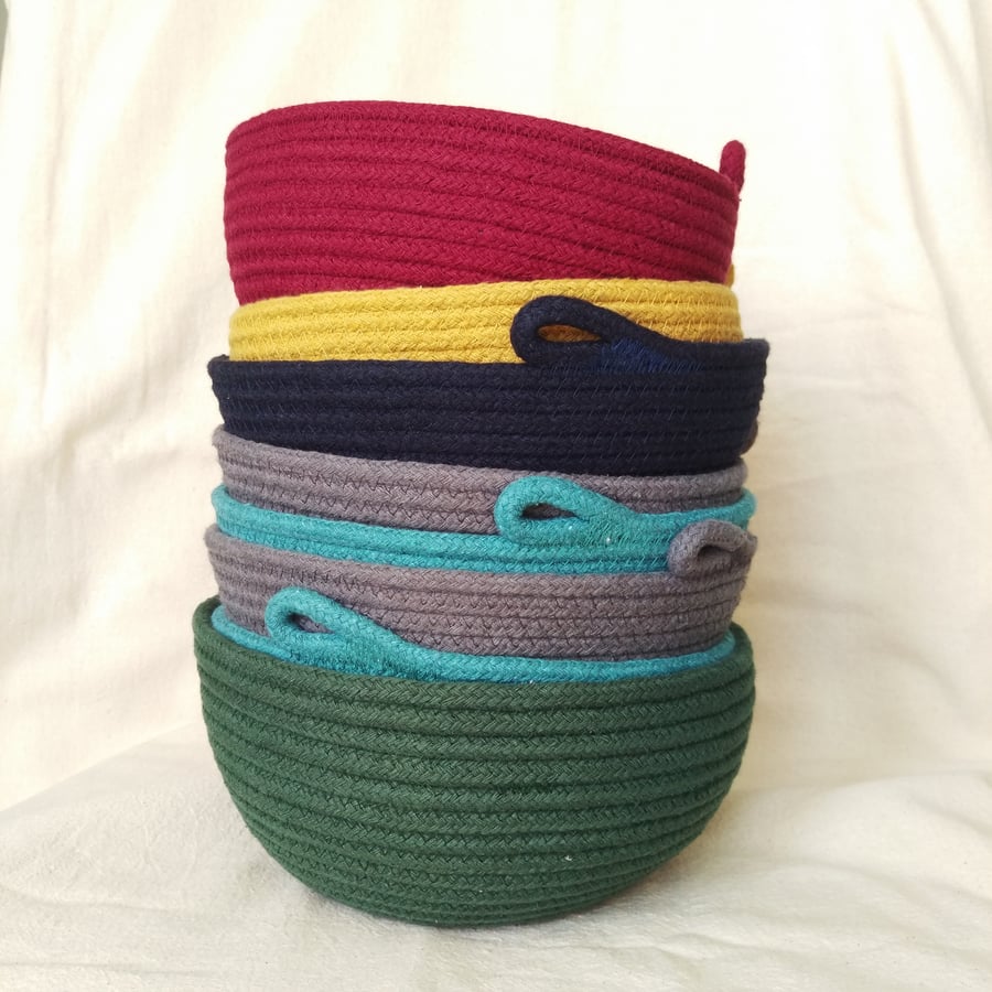 Brook Bowl - a turquoise cotton rope bowl 