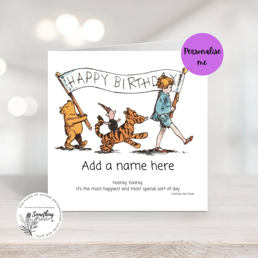 Personalised Winnie the Pooh and Friends Birthday card