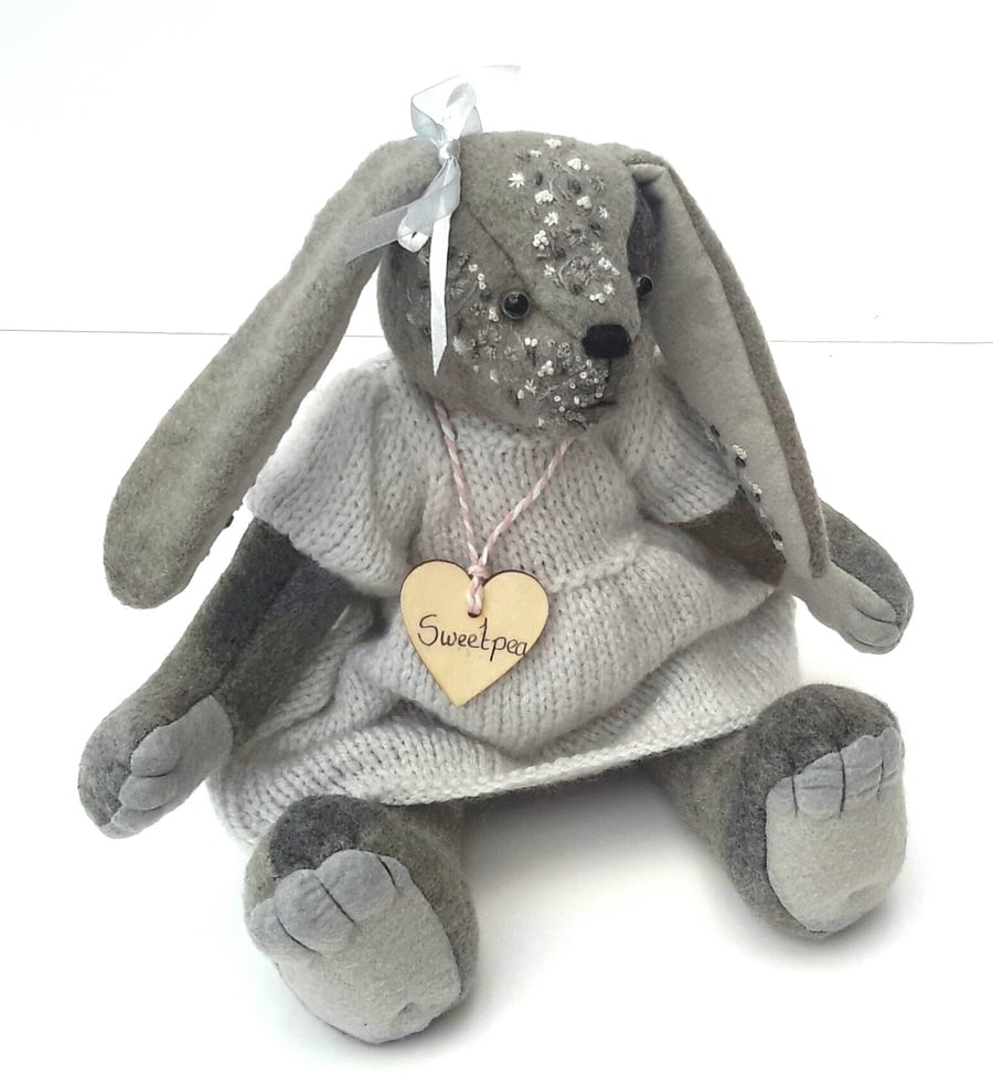 Hand dyed Alpaca Rabbit,Artist Bunny by Bearlescent,One of Kind Collectable Bear