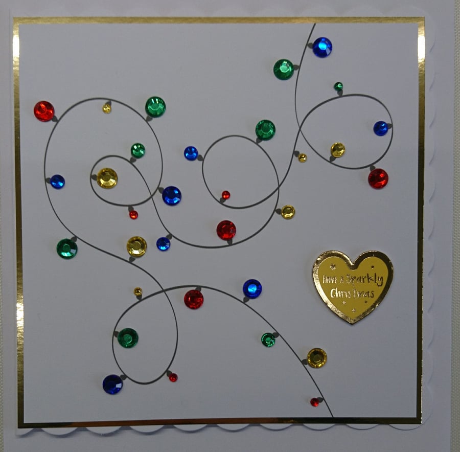 Christmas Card 3D Colourful Christmas Lights Have a Sparkly Christmas