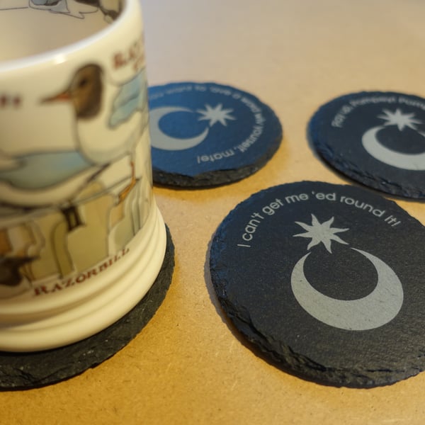 Set of 4 slate coasters, with a Portsmouth theme