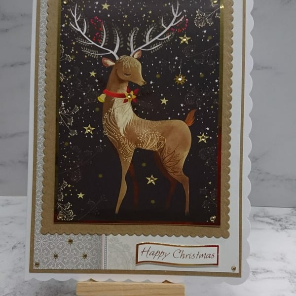 Handmade Christmas Card Majestic Stag Christmas Adorned Reindeer