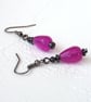 Pink chalcedony teardrop and hematite earrings - Image 3