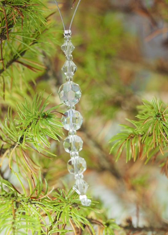 Clear Crystal Upcycled Christmas Ornament