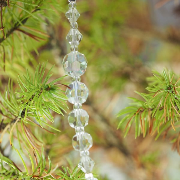 Clear Crystal Upcycled Christmas Ornament
