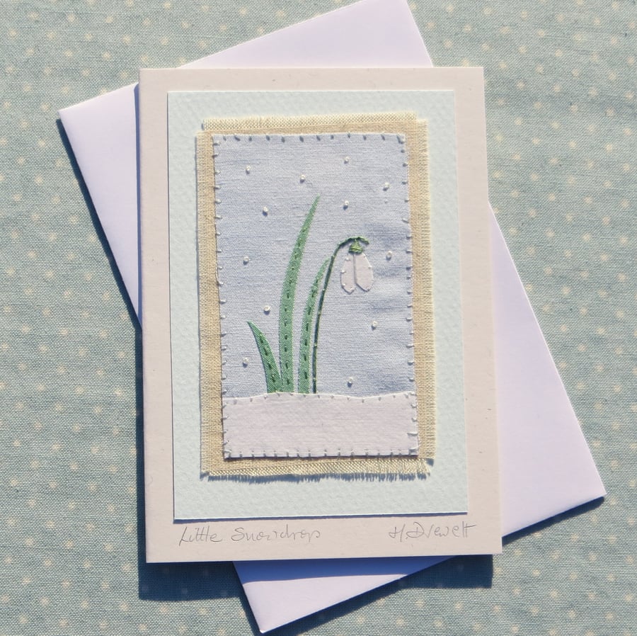 Hand-stitched miniature made from hand-dyed recycled cottons, a card to keep!