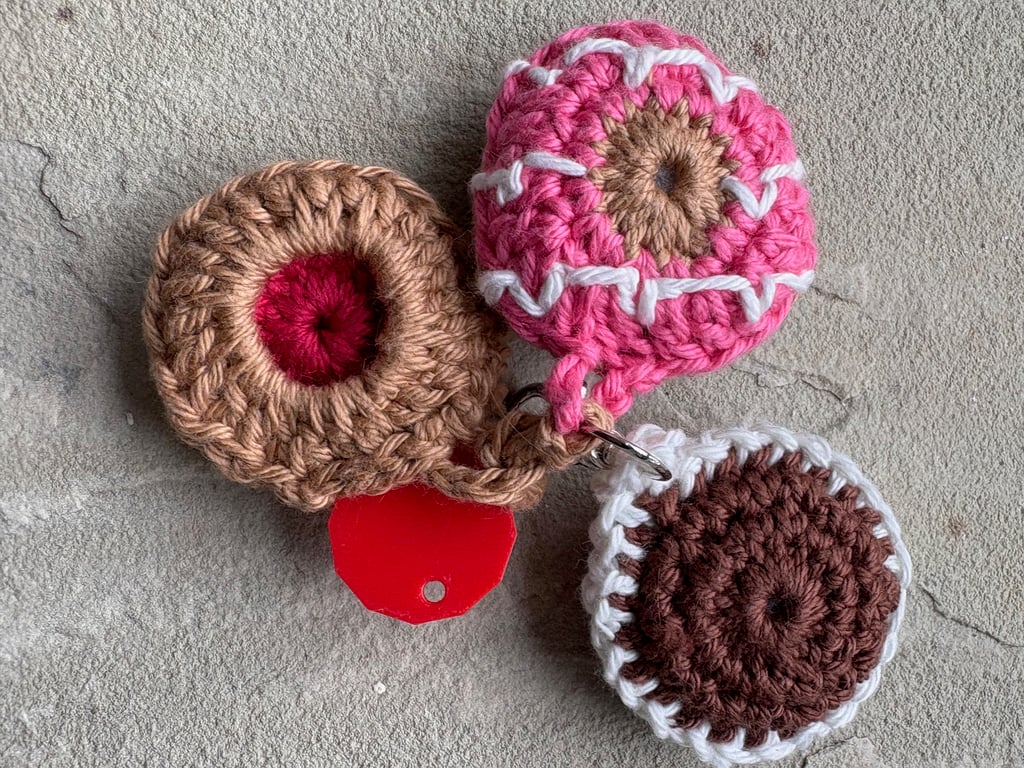 Cookie cluster; quirky bag charm with trolley token