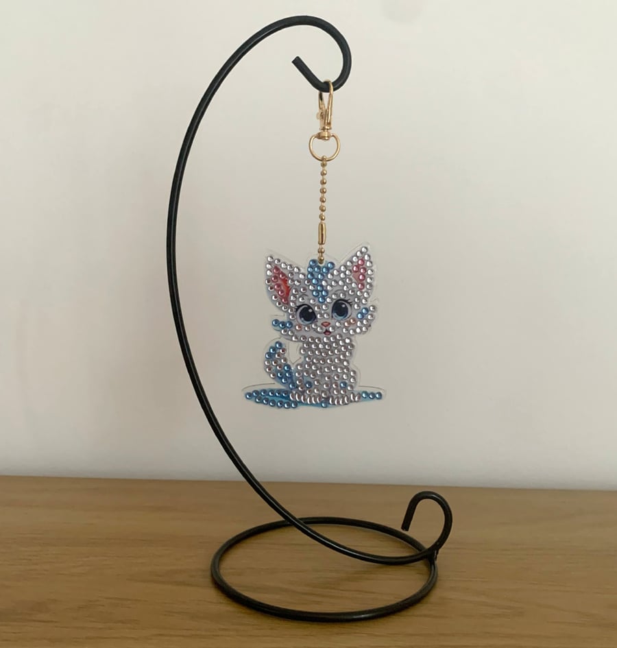 Cute Diamond Art Kitten Keyring. Design 2