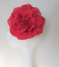 Dark Ruby Red Oversized Rose Vintage Retro Rockabilly Hair Flower Fascinator - Image 1