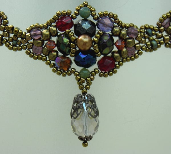 Embellished Choker with Agate and Swarovski Pearls and Crystals