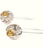 Silver and Gold Small Coral Earrings