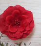 Dark Ruby Red Oversized Rose Vintage Retro Rockabilly Hair Flower Fascinator - Image 3