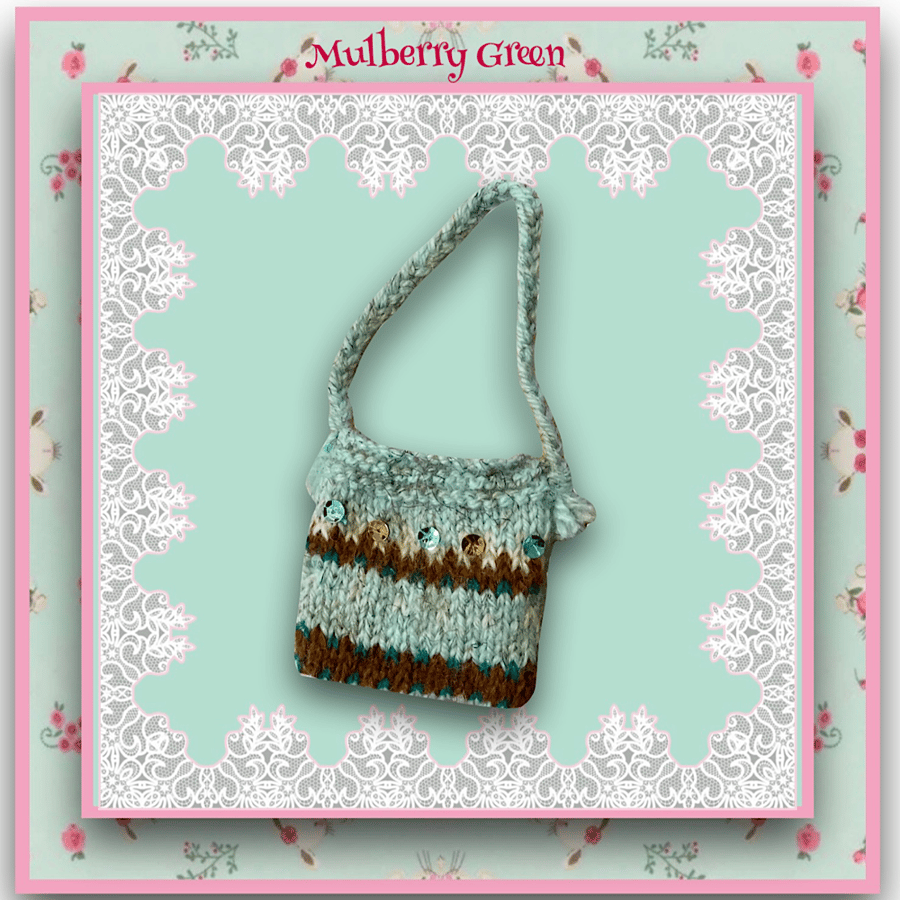 Duck Egg Blue Knitted Bag